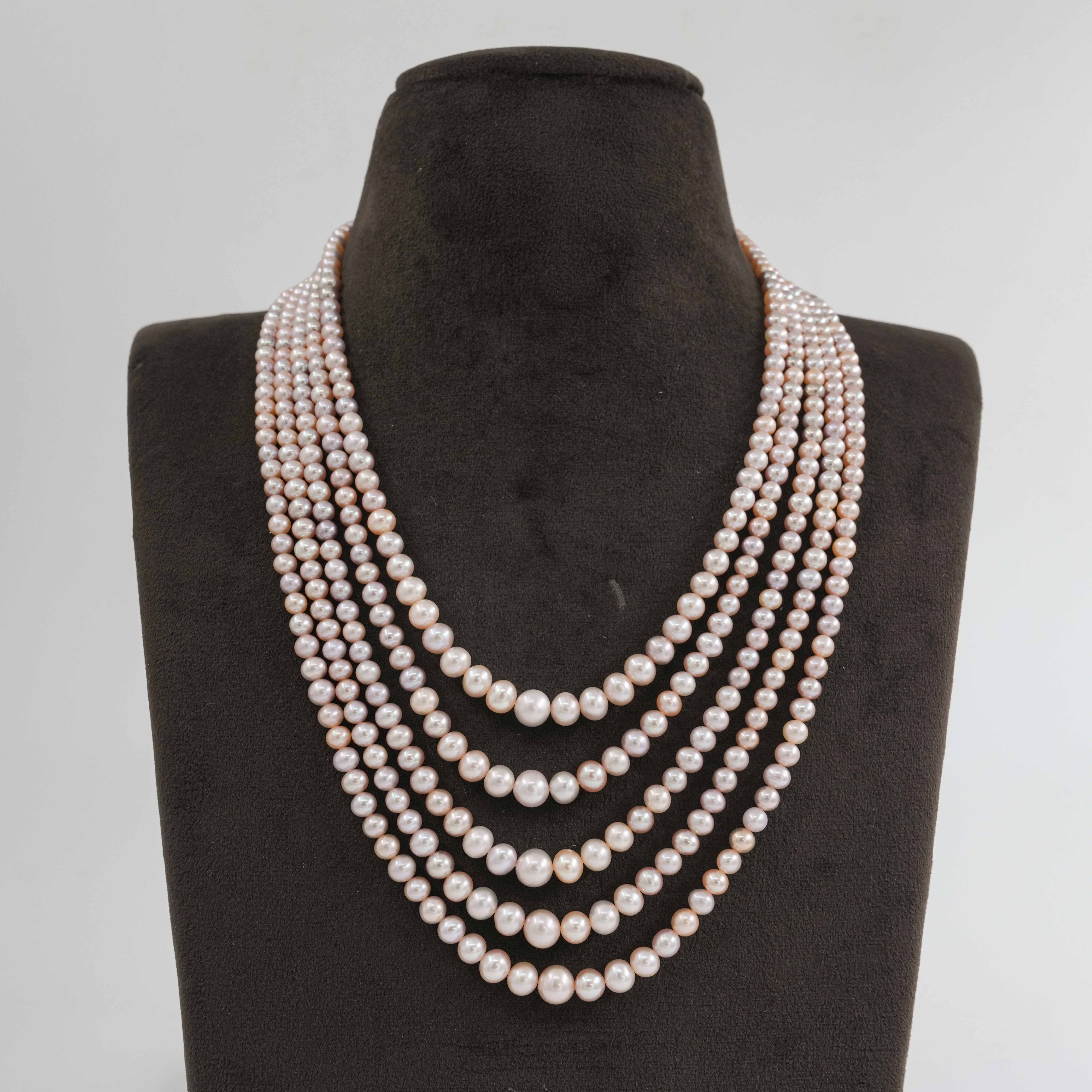 The Pearl Atelier by Kabra Pearls - Natural Pearl Grading five layered Necklace
